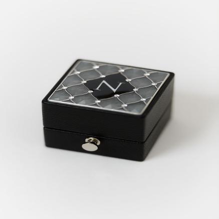 Leather classic ring box grand lock crystals